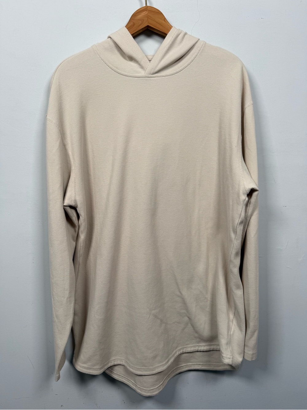 BYLT Premium Basics Men XL Thermal Hooded Drop-Cut Long Sleeve Cream Waffle Knit